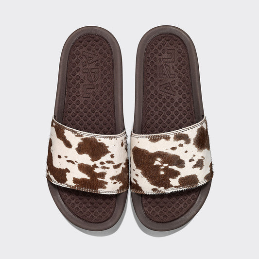 Women's Iconic Slide Deep Brown / White / Cow