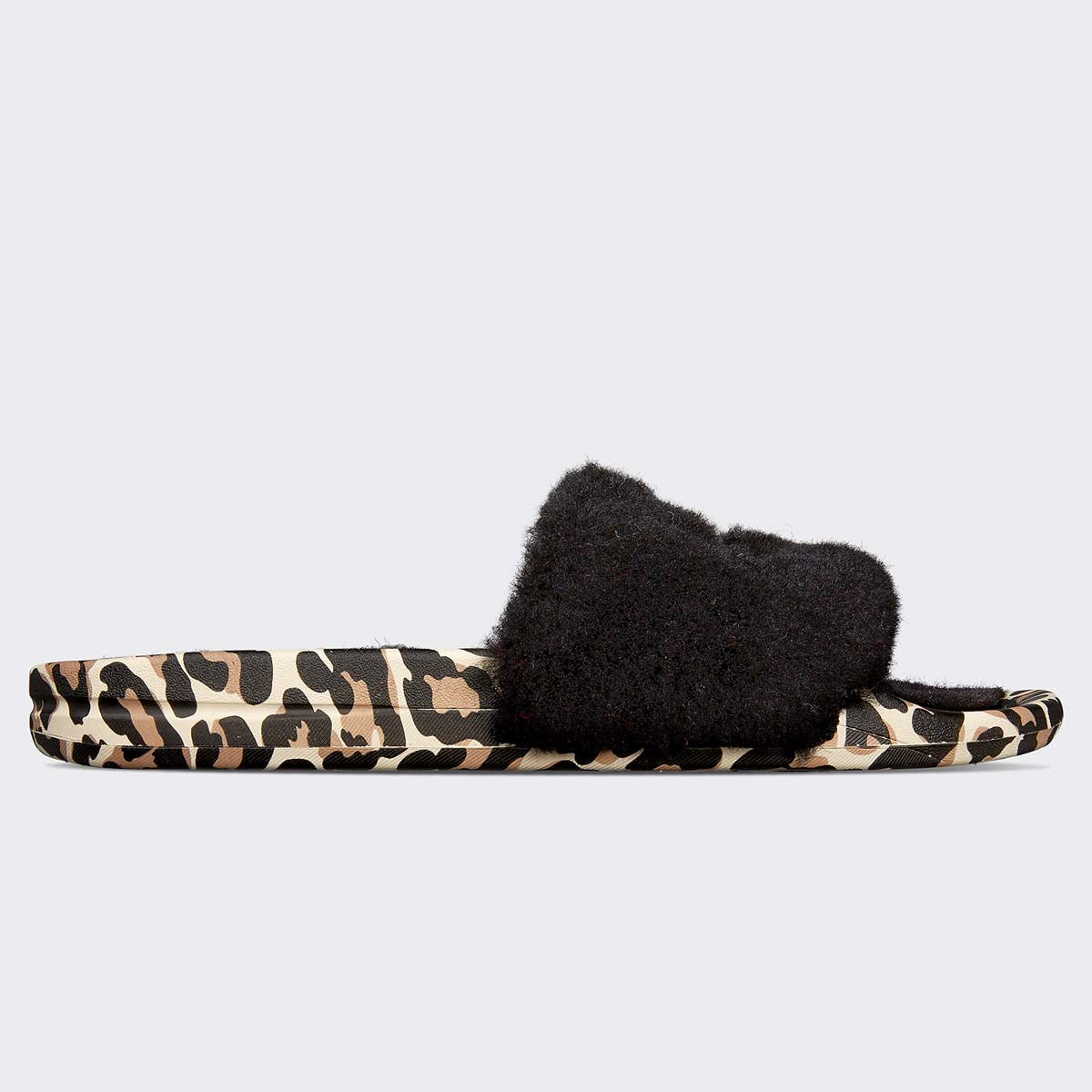 Women's Shearling Slide Black / Leopard