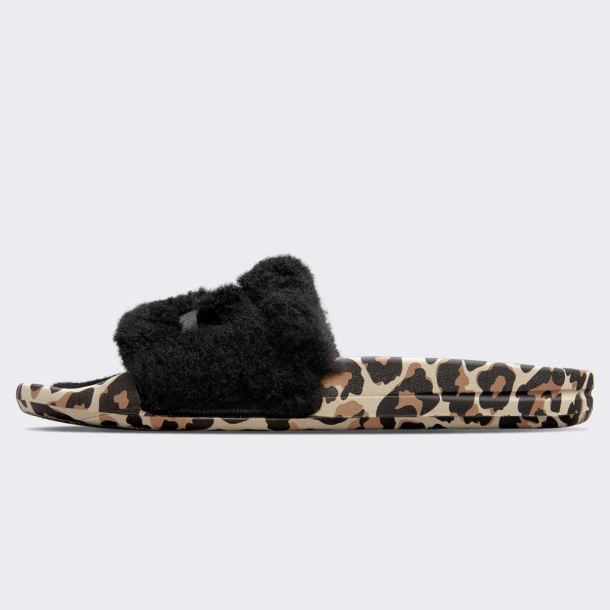 Women's Shearling Slide Black / Leopard