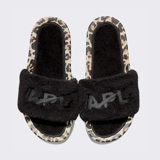 Women's Shearling Slide Black / Leopard