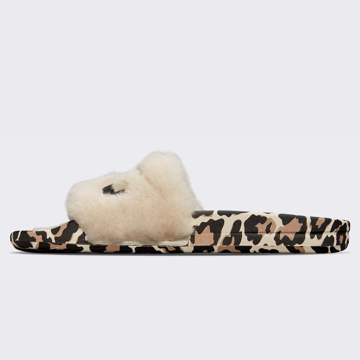 Women's Shearling Slide Parchment / Black / Leopard