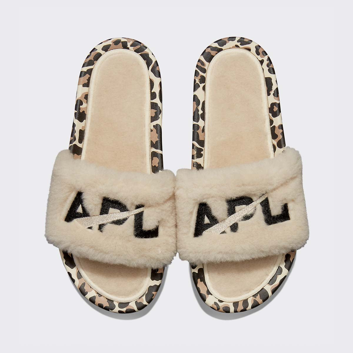 Women's Shearling Slide Parchment / Black / Leopard