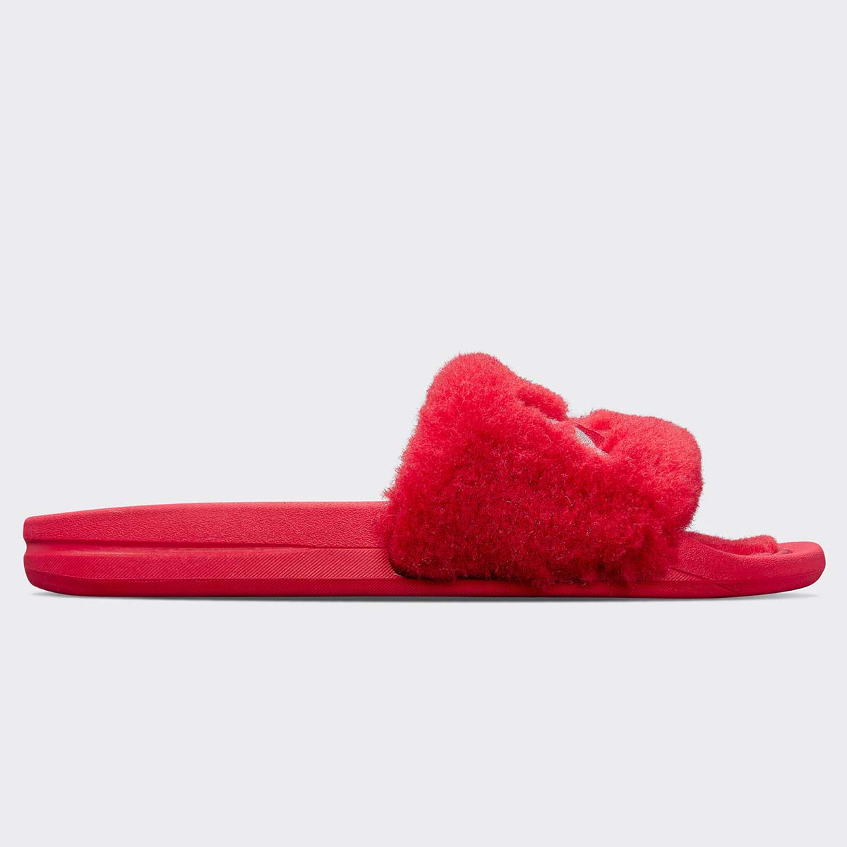 Women's Shearling Slide Red / Silver