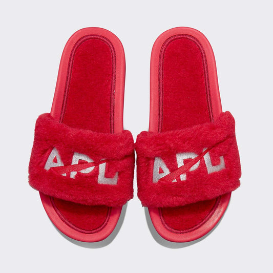 Women's Shearling Slide Red / Silver